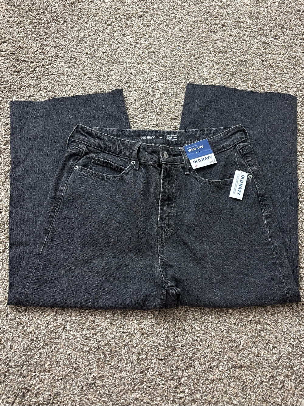 Old Navy Cropped High Rise Wide-Leg Black Denim Jeans Woman Size 10